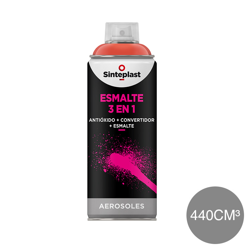Esmalte sintetico convertidor antioxido 3 en 1 exterior interior gris brillante aerosol x 440cm³