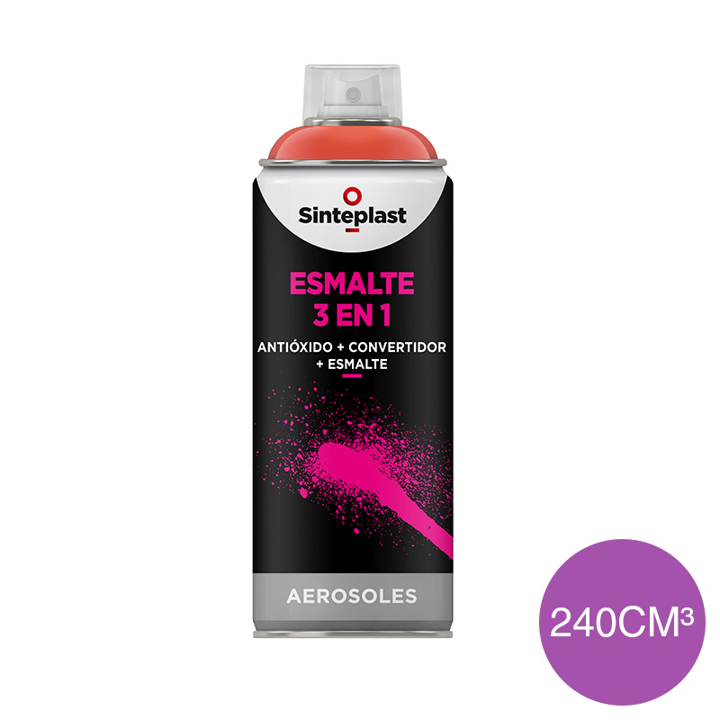 Esmalte sintetico convertidor antioxido 3 en 1 exterior interior violeta brillante aerosol x 240cm³