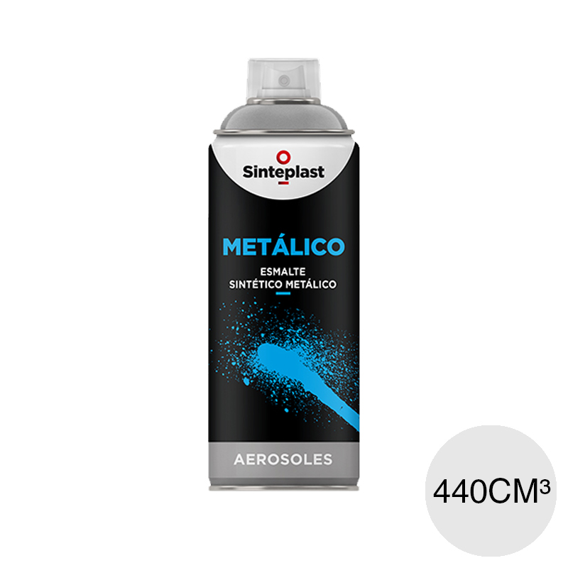 Esmalte sintetico Metalico exterior interior plata brillante aerosol x 440cm³