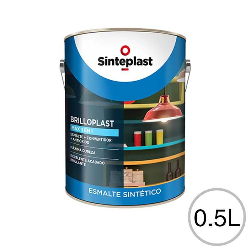Esmalte sintetico convertidor antioxido exterior interior Brilloplast Max 3 en 1 brillante blanco lata x 0.5l