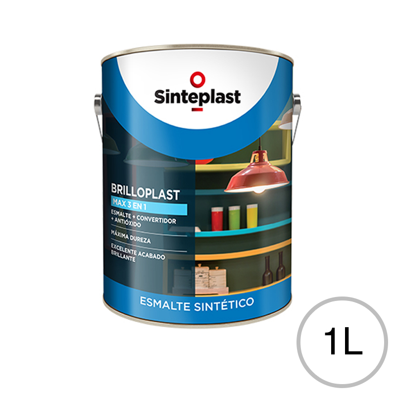 Esmalte sintetico convertidor antioxido exterior interior Brilloplast Max 3 en 1 brillante blanco lata x 1l