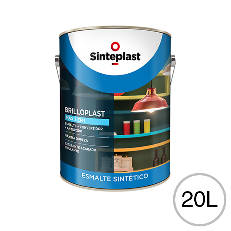 Esmalte sintetico convertidor antioxido exterior interior Brilloplast Max 3 en 1 brillante blanco lata x 20l