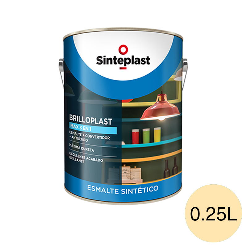 Esmalte sintetico convertidor antioxido exterior interior Brilloplast Max 3 en 1 brillante crema lata x 0.25l