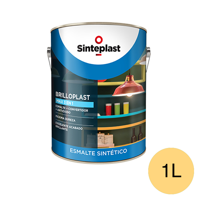 Esmalte sintetico convertidor antioxido exterior interior Brilloplast Max 3 en 1 brillante beige lata x 1l