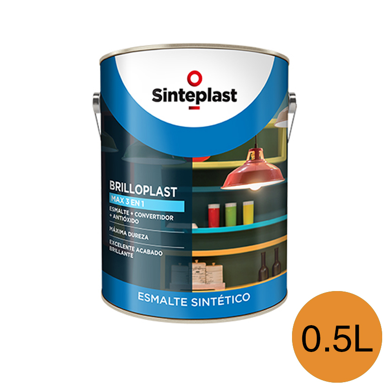 Esmalte sintetico convertidor antioxido exterior interior Brilloplast Max 3 en 1 brillante castaño lata x 0.5l