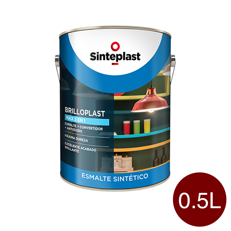 Esmalte sintetico convertidor antioxido exterior interior Brilloplast Max 3 en 1 brillante marron tinaja lata x 0.5l