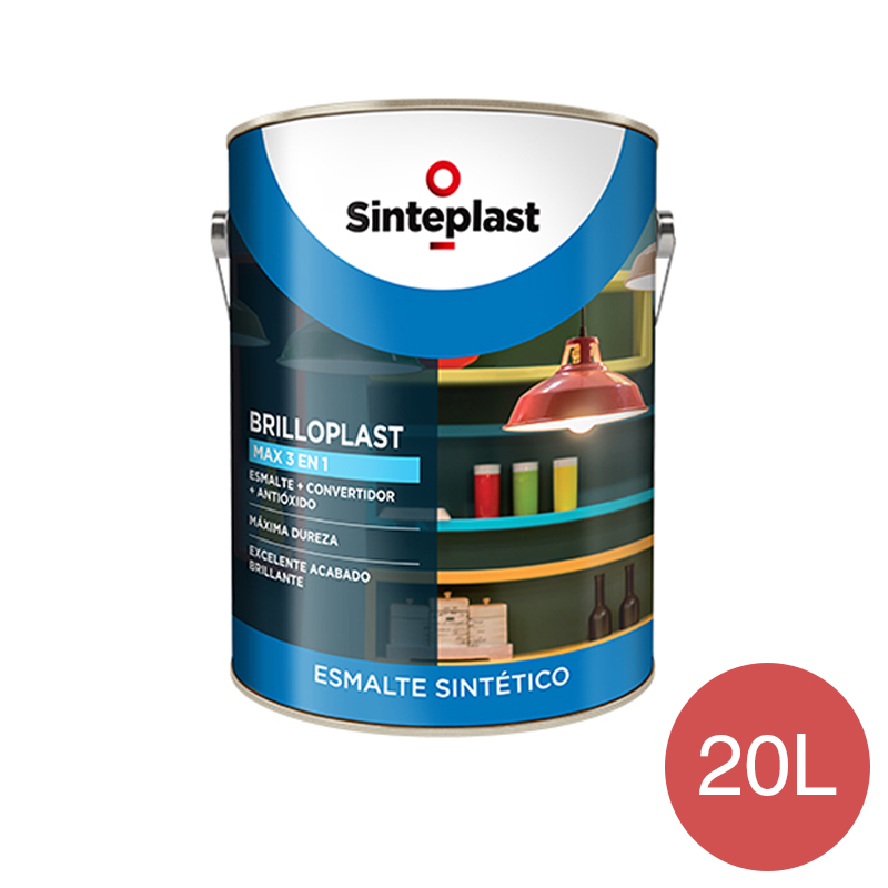Esmalte sintetico convertidor antioxido exterior interior Brilloplast Max 3 en 1 brillante bermellon oscuro lata x 20l