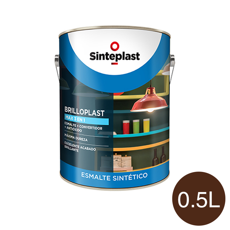 Esmalte sintetico convertidor antioxido exterior interior Brilloplast Max 3 en 1 brillante marron africano lata x 0.5l