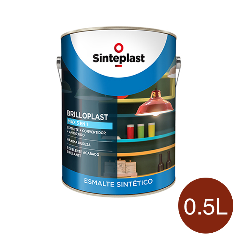 Esmalte sintetico convertidor antioxido exterior interior Brilloplast Max 3 en 1 brillante cedro lata x 0.5l