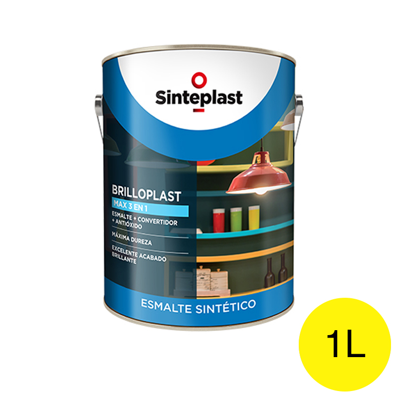 Esmalte sintetico convertidor antioxido exterior interior Brilloplast Max 3 en 1 brillante amarillo vial lata x 1l
