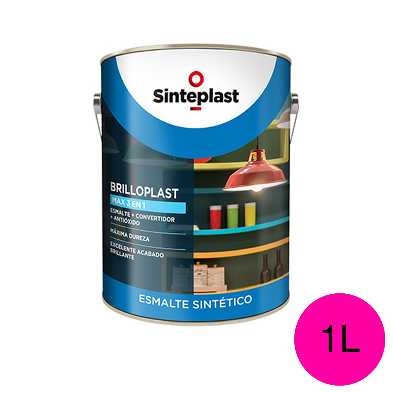 Esmalte sintetico convertidor antioxido exterior interior Brilloplast Max 3 en 1 brillante magenta fluo lata x 1l