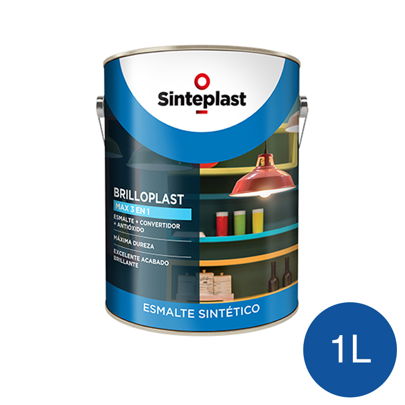 Esmalte sintetico convertidor antioxido exterior interior Brilloplast Max 3 en 1 brillante azul traful lata x 1l