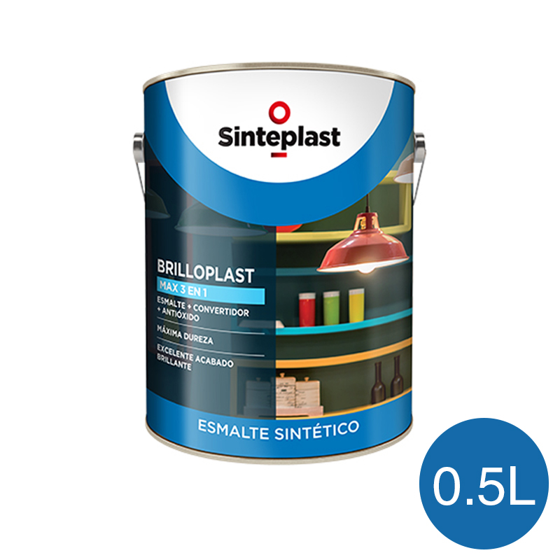 Esmalte sintetico convertidor antioxido exterior interior Brilloplast Max 3 en 1 brillante azulejo lata x 0.5l