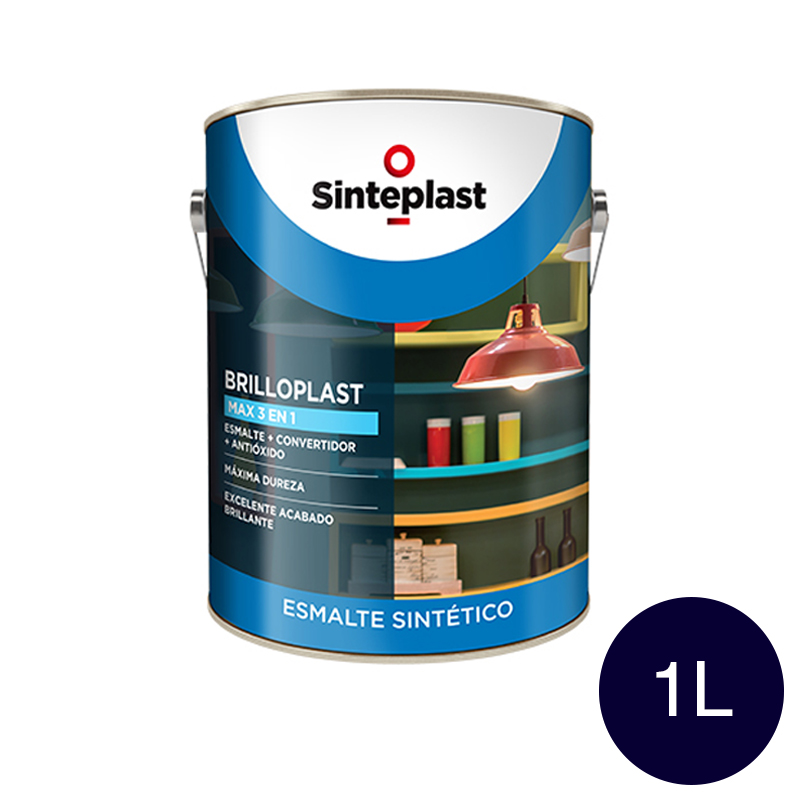 Esmalte sintetico convertidor antioxido exterior interior Brilloplast Max 3 en 1 brillante azul marino lata x 1l