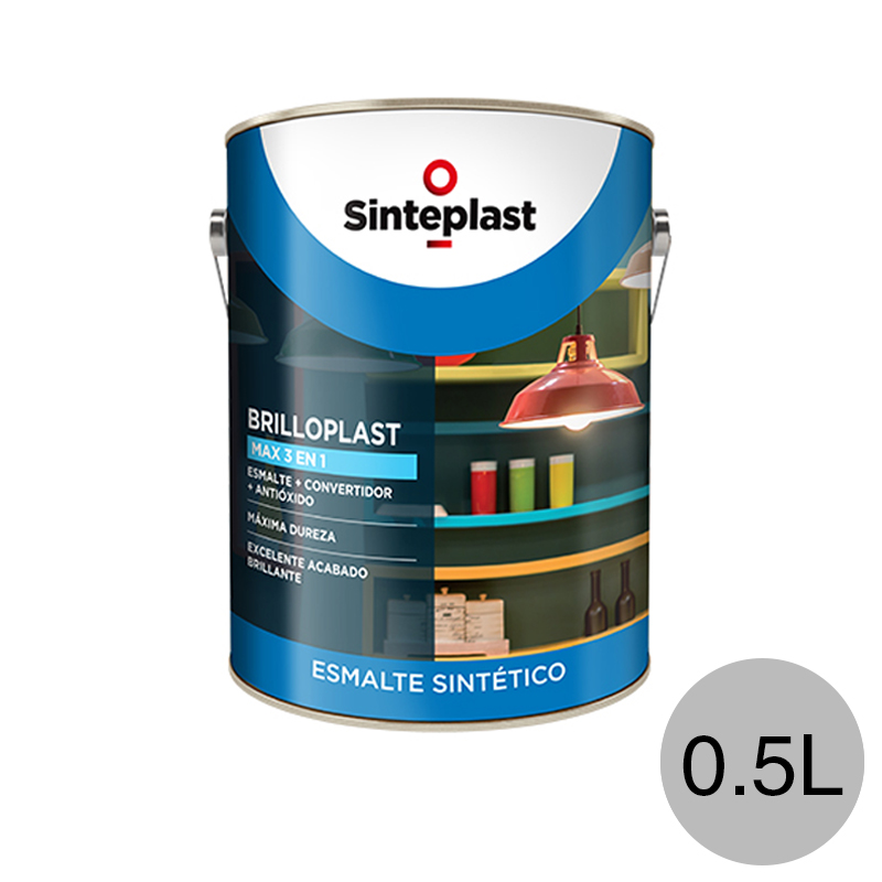 Esmalte sintetico convertidor antioxido exterior interior Brilloplast Max 3 en 1 brillante gris espacial lata x 0.5l