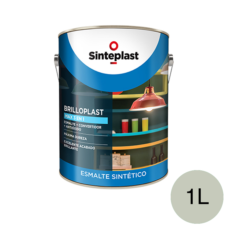 Esmalte sintetico convertidor antioxido exterior interior Brilloplast Max 3 en 1 brillante gris perla lata x 1l
