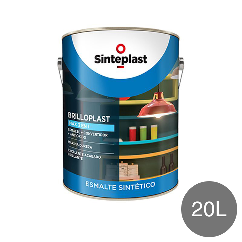 Esmalte sintetico convertidor antioxido exterior interior Brilloplast Max 3 en 1 brillante gris lata x 20l