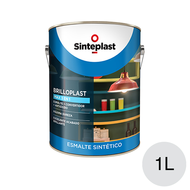 Esmalte sintetico convertidor antioxido exterior interior Brilloplast Max 3 en 1 brillante aluminio lata x 1l