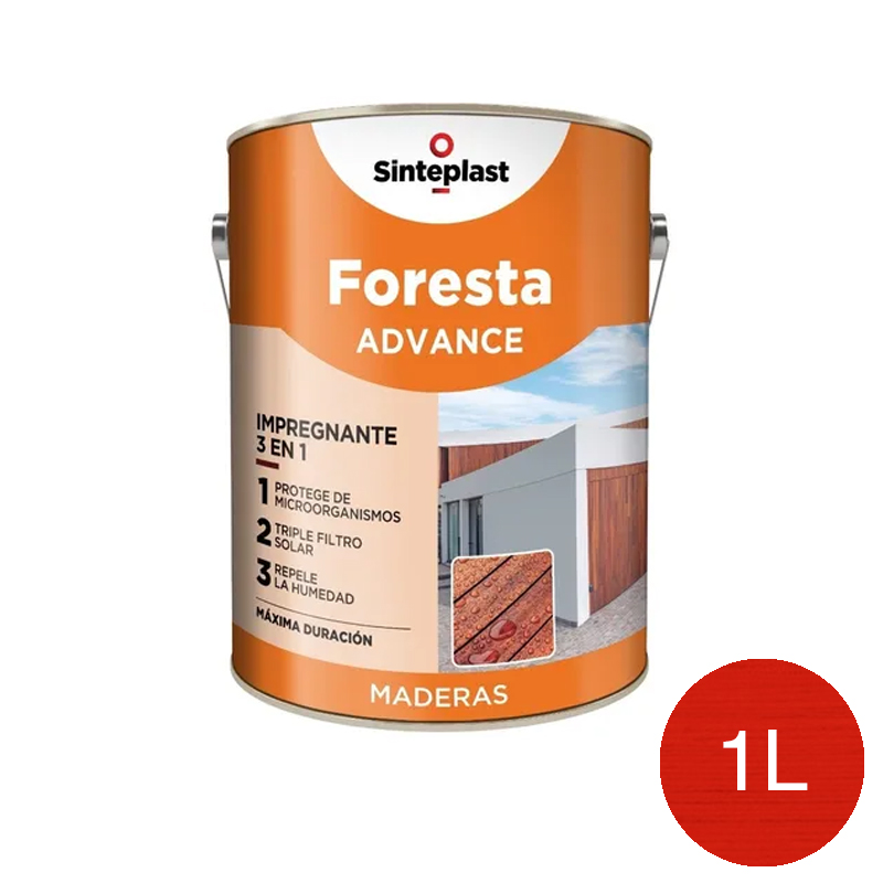 Impregnante protector madera Foresta Advance 3 en 1 exterior interior cedro satinado lata x 1l