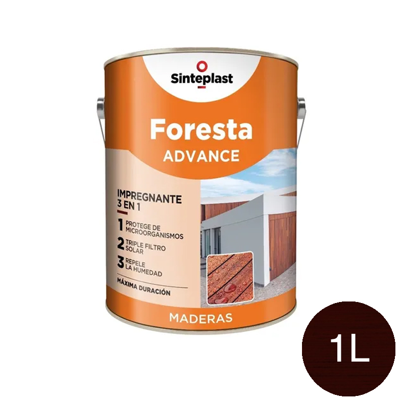 Impregnante protector madera Foresta Advance 3 en 1 exterior interior nogal satinado lata x 1l