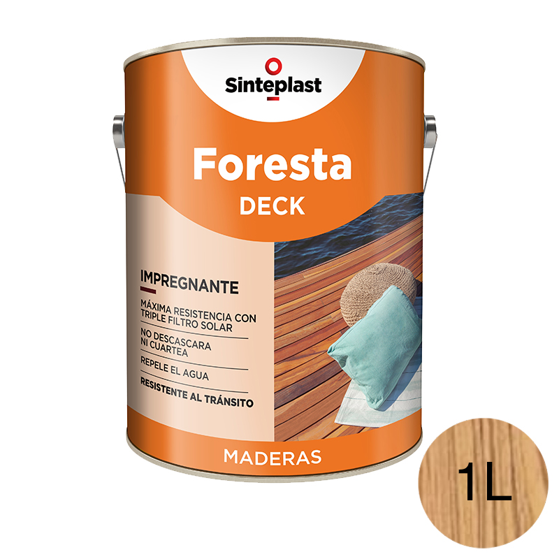 Impregnante protector pisos madera Foresta Deck base solvente exterior natural satinado ceroso lata x 1l
