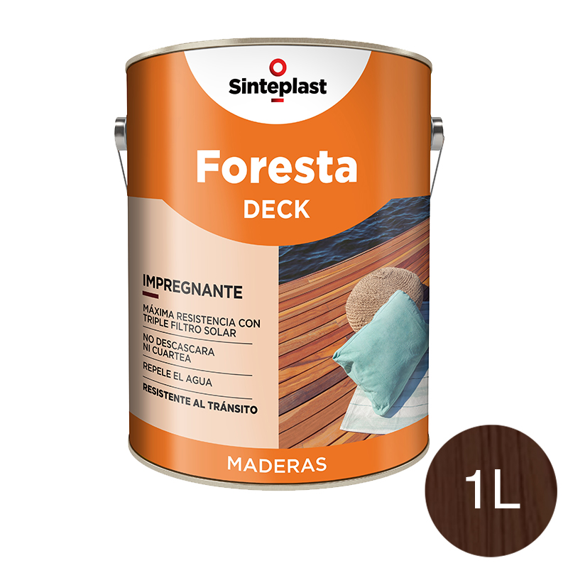 Impregnante protector pisos madera Foresta Deck base solvente exterior wengue satinado ceroso lata x 1l