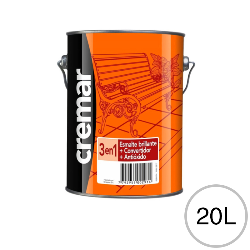 Esmalte satinado 3 en 1 Cremar antioxido convertidor exterior interior blanco satinado lata x 20l
