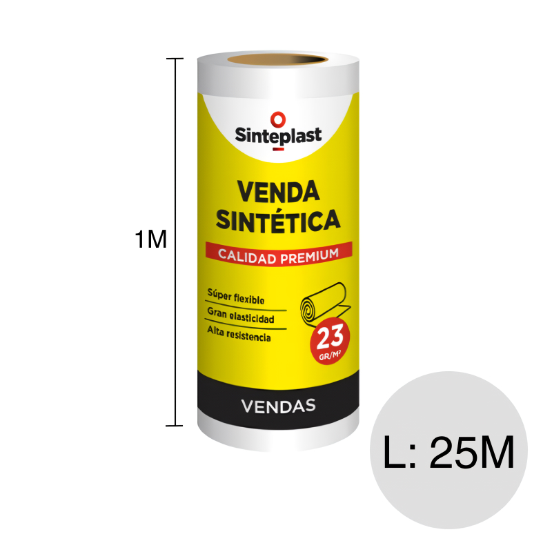 Venda elastica fibra sintetica rollo x 1m x 25m