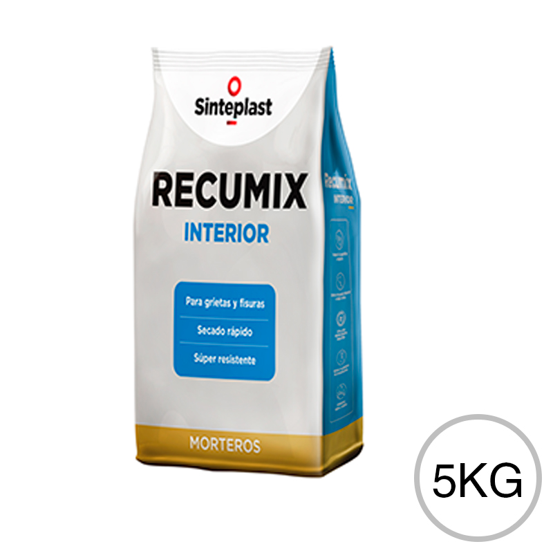 Mezcla cementicia plastica reparar superficie Recumix interior blanco bolsa x 5kg