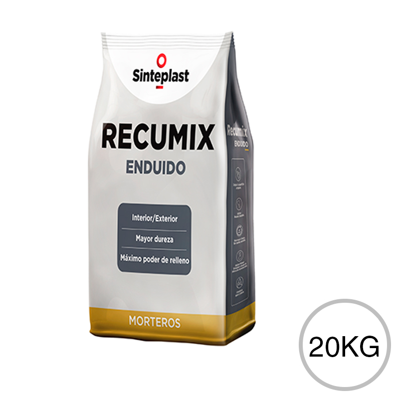 Masilla tomado juntas construccion seco y terminacion exterior interior Recumix Enduido polvo blanco bolsa x 20kg