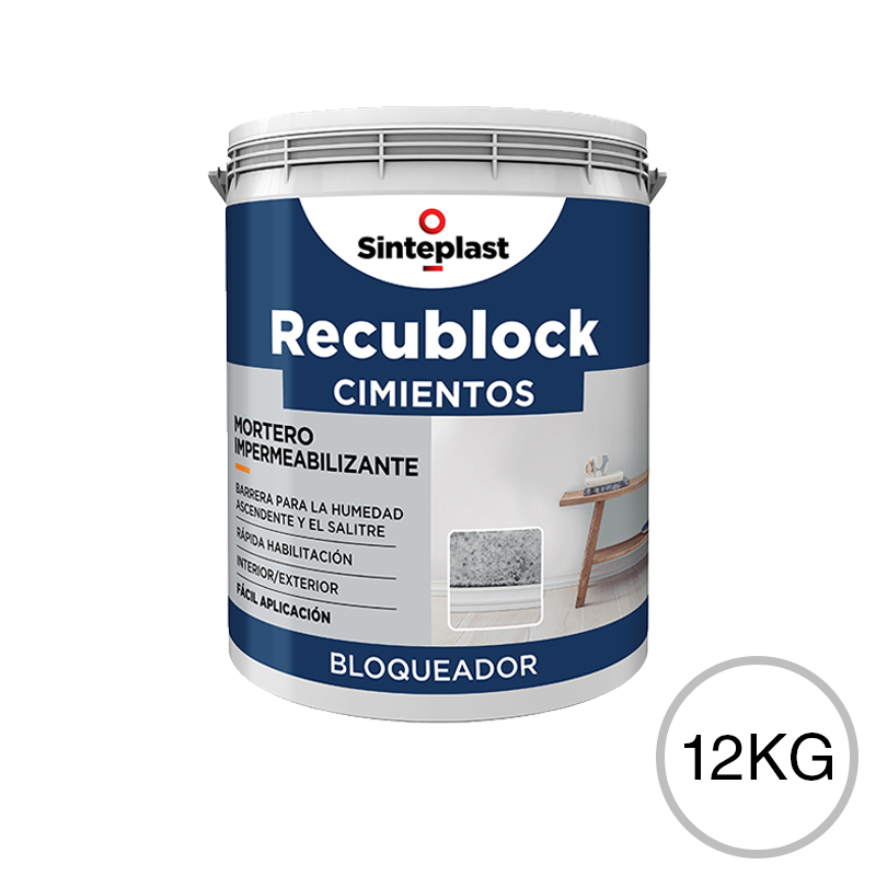 Mortero impermeabilizante Recublock Cimientos exterior interior blanco mate balde x 12kg