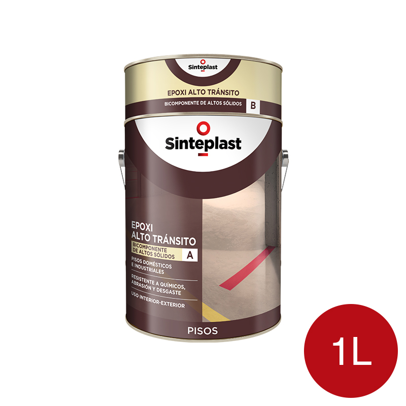 Recubrimiento epoxi pisos Recufloor alto transito exterior interior rojo semimate lata x 1l