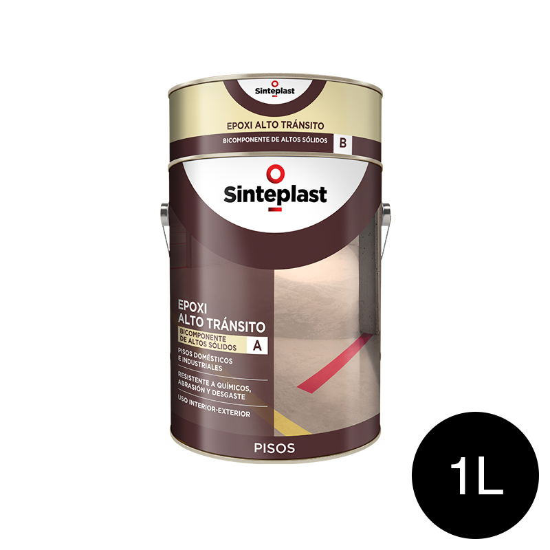 Recubrimiento epoxi pisos Recufloor alto transito exterior interior negro semimate lata x 1l