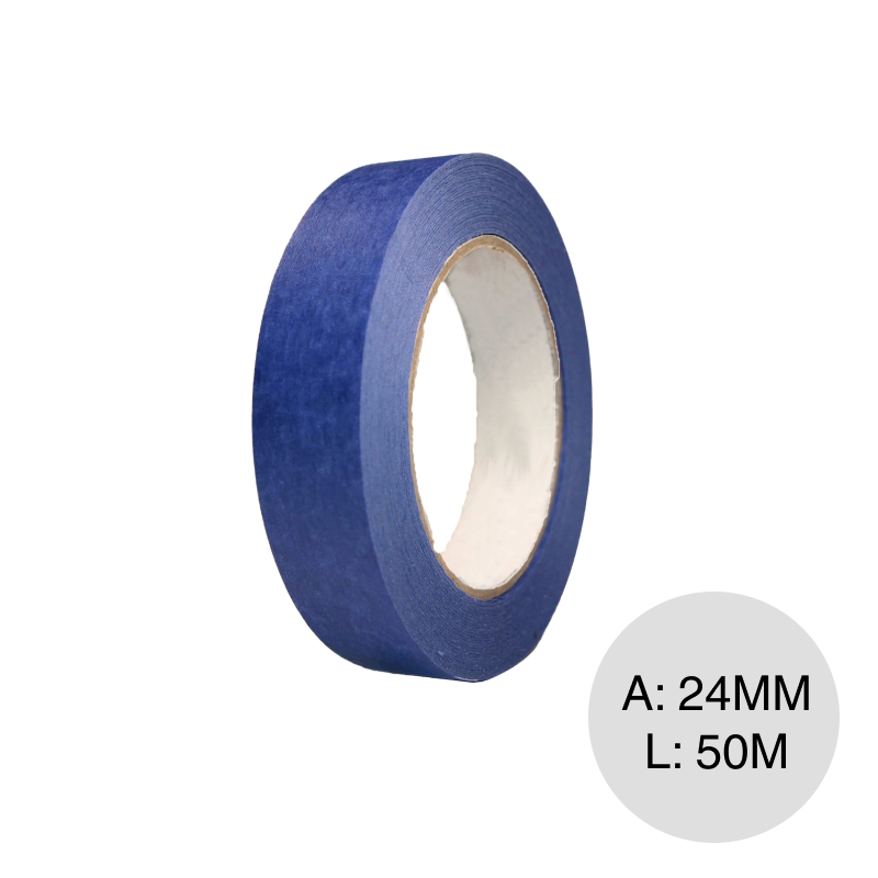 Cinta enmascarar papel obra c/proteccion uv azul rollo x 24mm x 50m