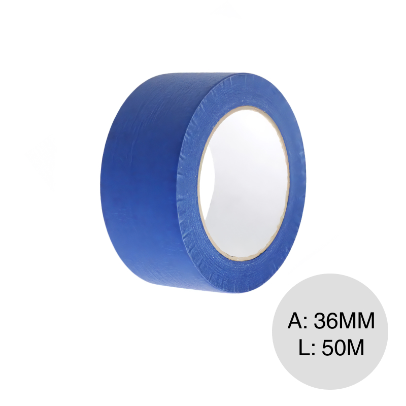 Cinta enmascarar papel obra c/proteccion uv azul rollo x 36mm x 50m