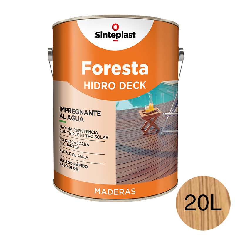 Impregnante protector pisos madera Foresta Hidro Deck base acuosa exterior natural satinado ceroso lata x 20l