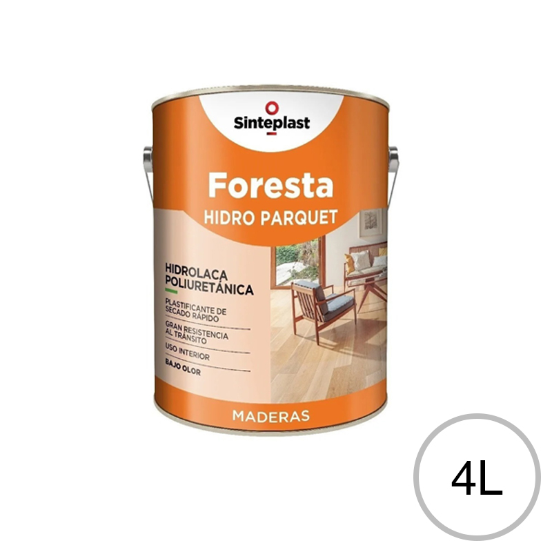 Hidrolaca poliuretanica pisos madera Foresta Hidro Parquet interior lata x 4l