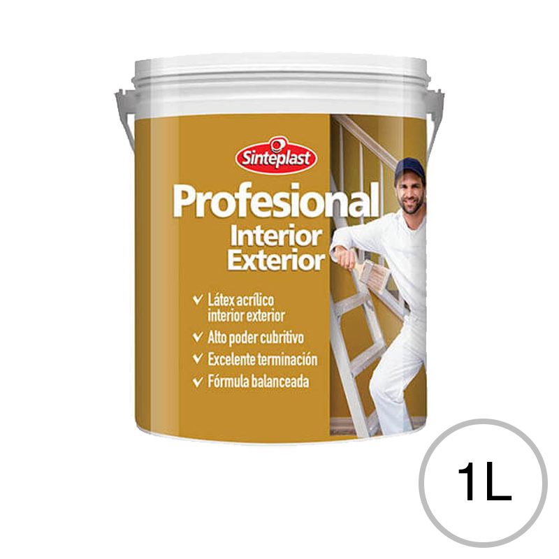 Pintura latex acrilica Profesional exterior interior blanco mate balde x 1l