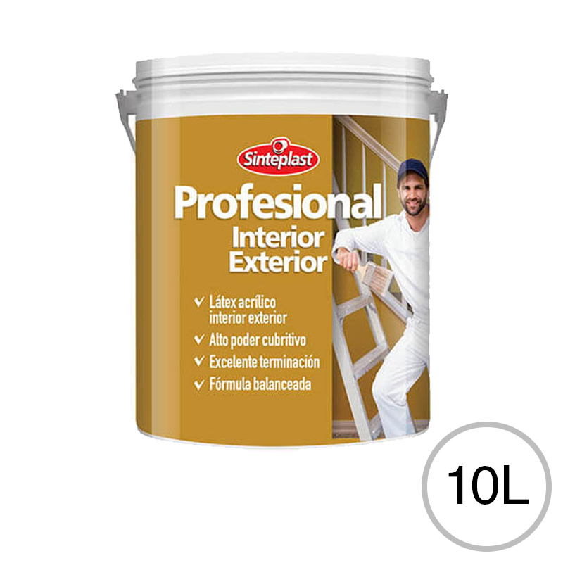 Pintura latex acrilica Profesional exterior interior blanco mate balde x 10l