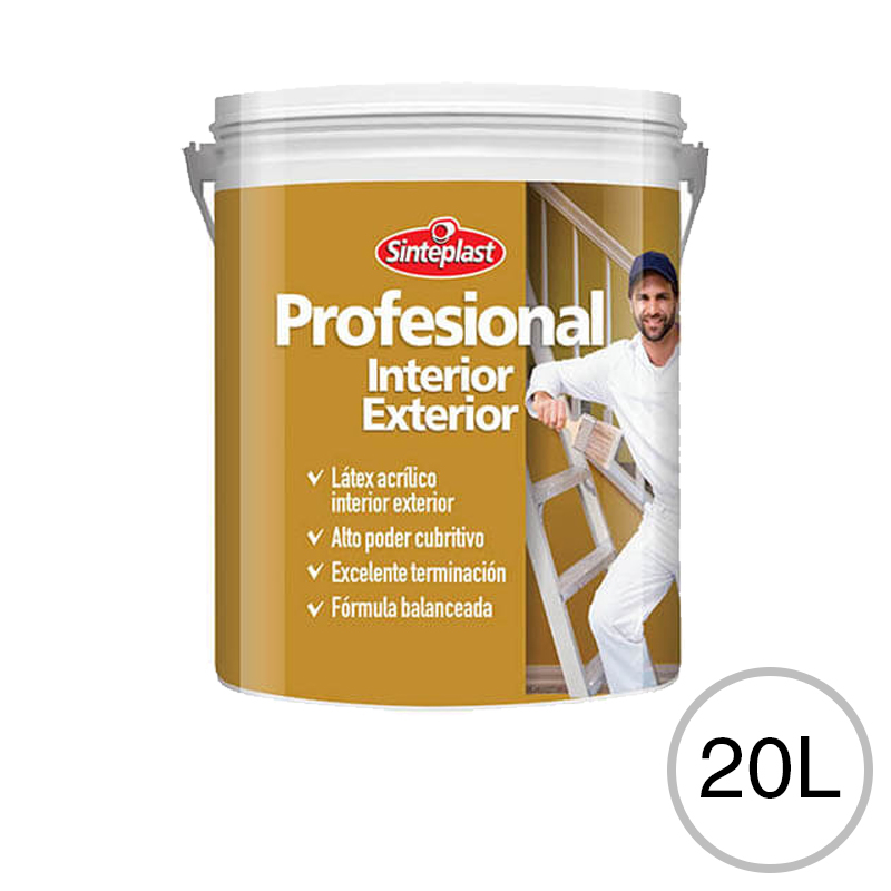 Pintura latex acrilica Profesional exterior interior blanco mate balde x 20l