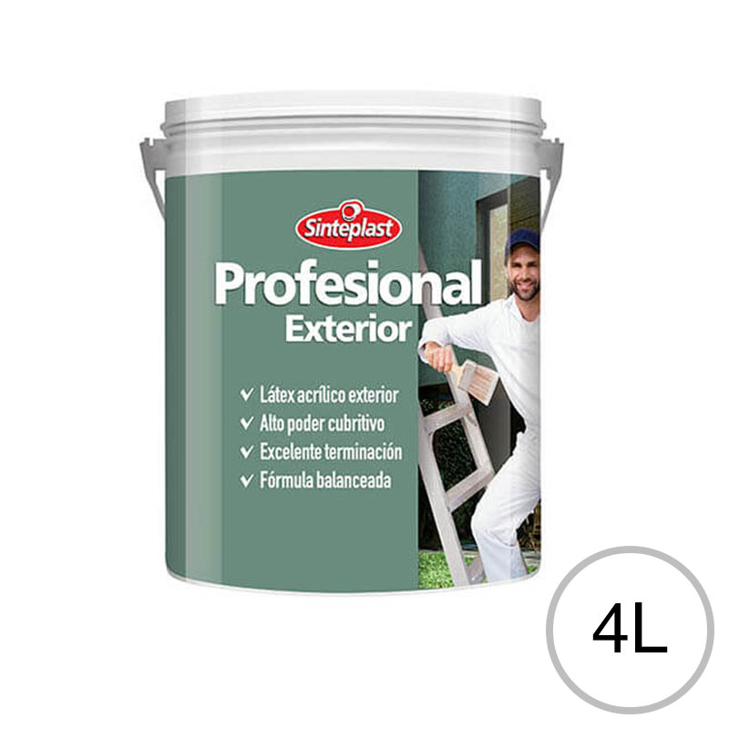 Pintura latex acrilico Profesional exterior blanco mate balde x 4l