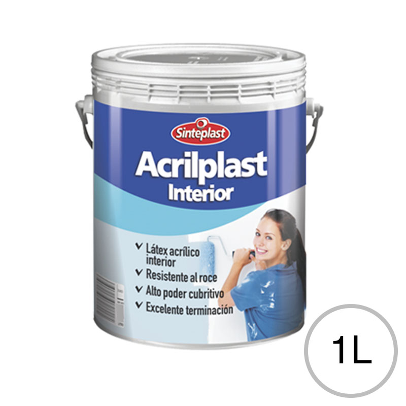 Pintura latex acrilico Acrilplast interior blanco mate balde x 1l