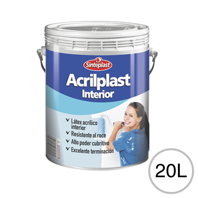Pintura latex acrilico Acrilplast interior blanco mate balde x 20l