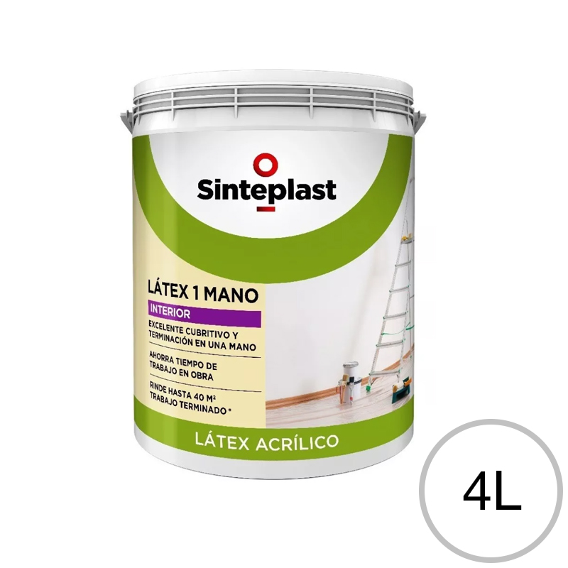 Pintura latex acrilico 1 mano interior blanco mate balde x 4l