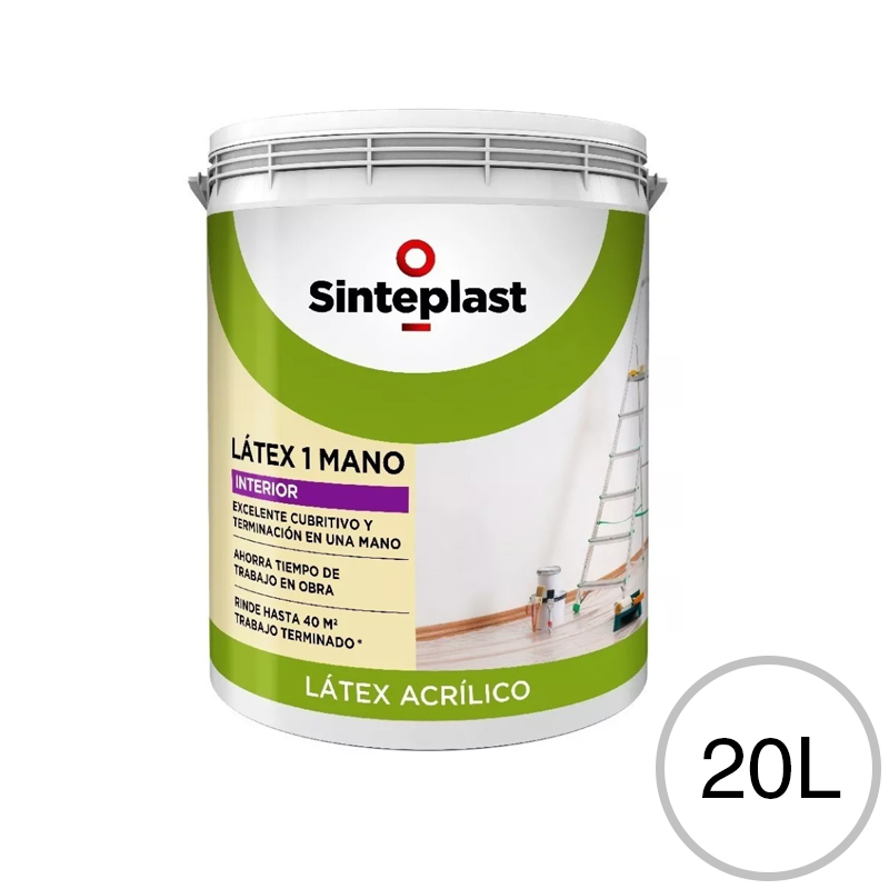 Pintura latex acrilico 1 mano interior blanco mate balde x 20l