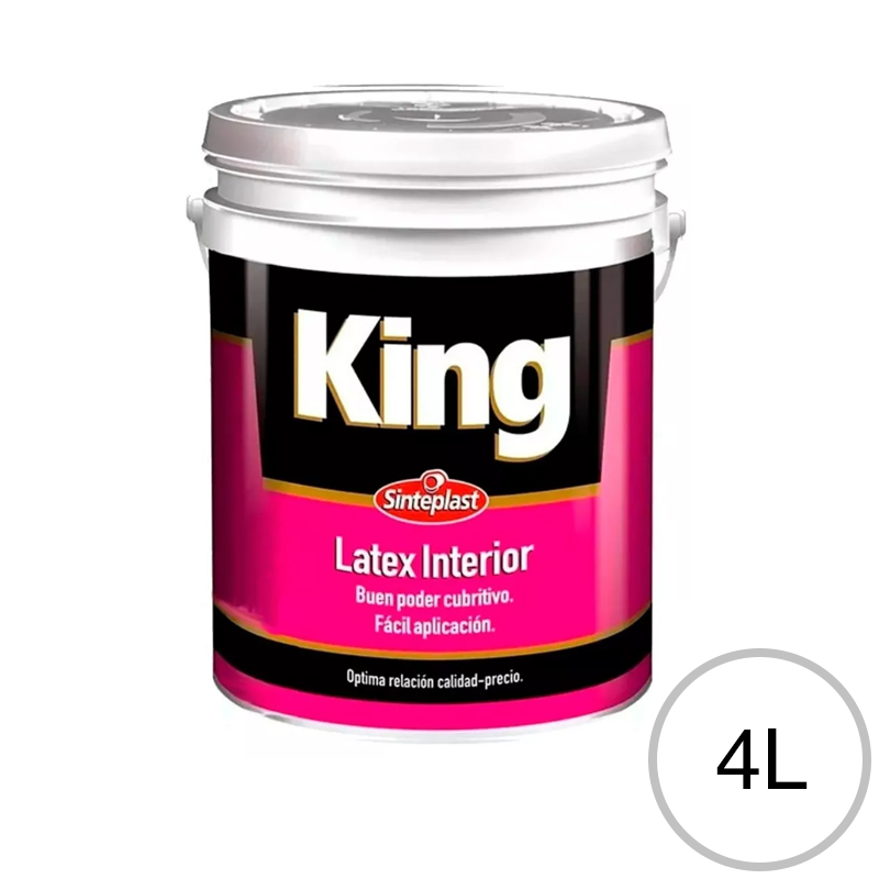 Pintura latex acrilico King interior blanco mate balde x 4l