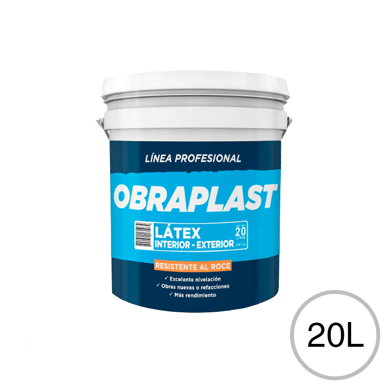 Pintura latex acrilica Obraplast exterior interior blanco mate balde x 20l