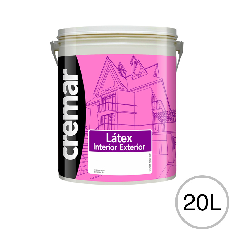 Pintura latex acrilica Cremar exterior interior blanco mate balde x 20l
