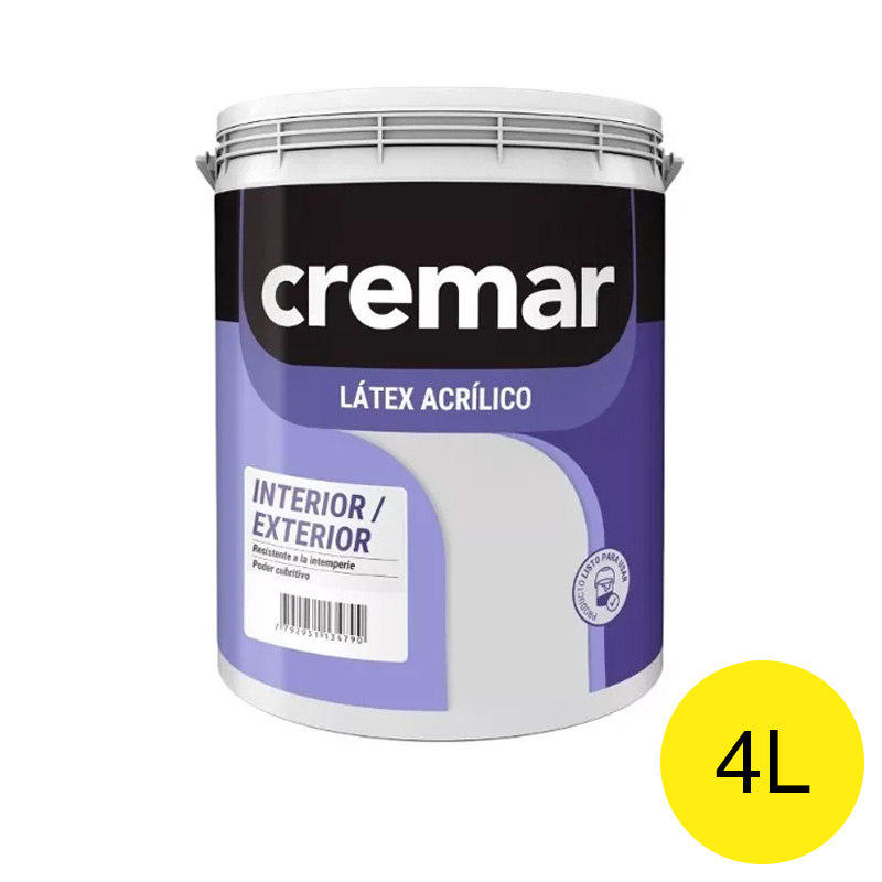 Pintura latex acrilica Cremar exterior interior amarillo soleado balde x 4l