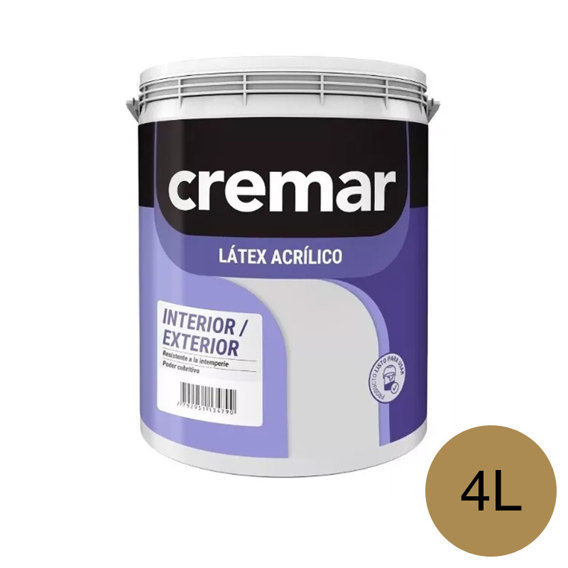 Pintura latex acrilica Cremar exterior interior gris cuarzo balde x 4l